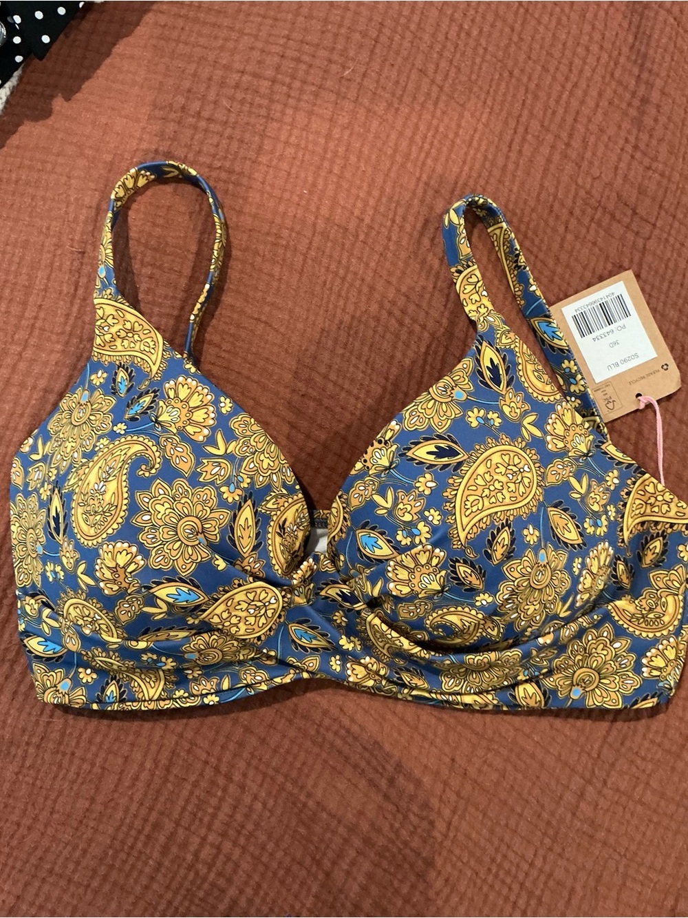 Boden Paisley Bikini Top - Blue & Yellow